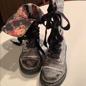 Grey and Floral Convertible Dr. Martens